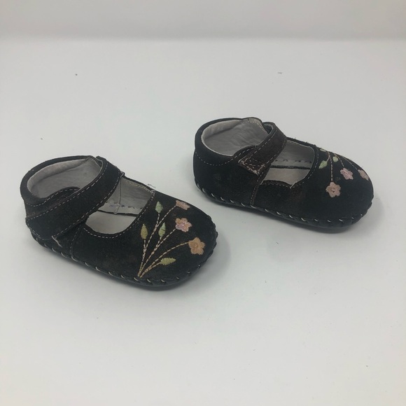 Pediped Caroline Embroidered Flower Leather Baby Shoes Size 0-6 Months - Picture 3 of 11